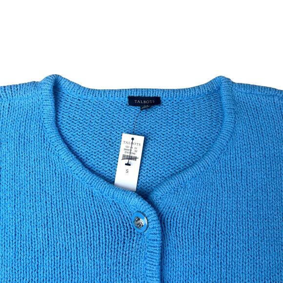 NWT Talbots Elbow Sleeve Button Front Sweater Jacket Cardigan Blue Sz S - Picture 4 of 8